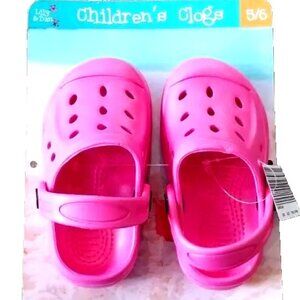 TODDLER GIRLS 5/6- Hot Pink Summer Clogs Shoes- Beach/ Splash Pad/ Pool/ Walking